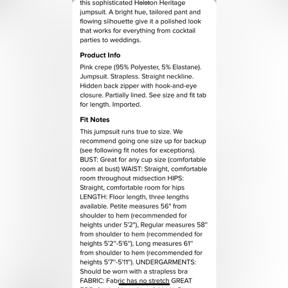 Halston for Heritage formal strapless pinkish-red jumpsuit with matching sash - Picture 7 of 7